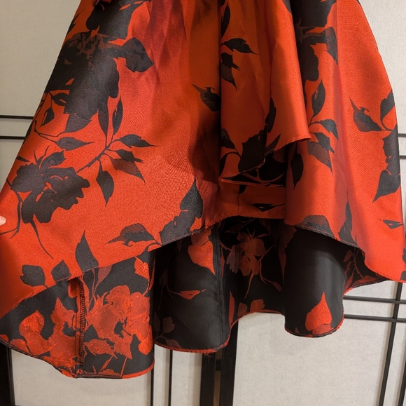 R&K Black Top with Red & Black Floral Skirt Midi Dress - Picture 2 of 3